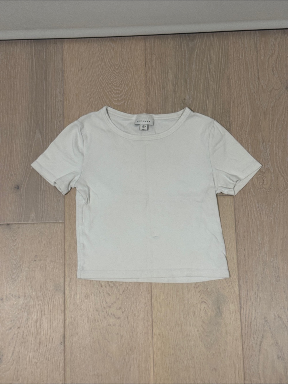 Topshop White Short Sleeve Cropped Tee
